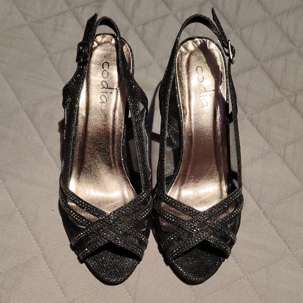 Black Elegant Strappy Women's Heels